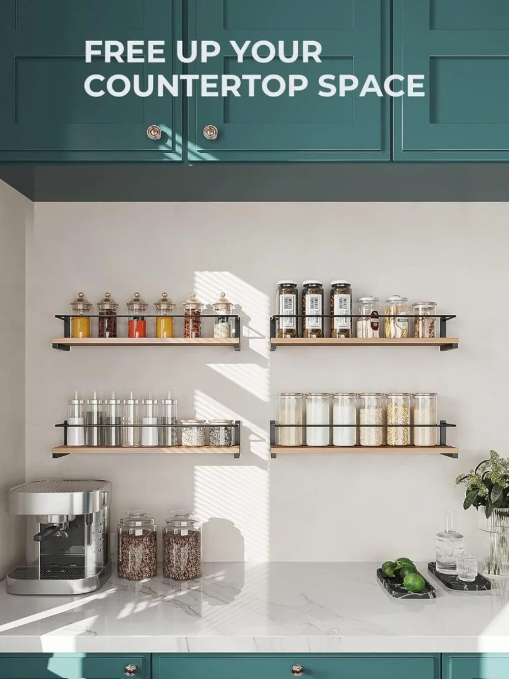 Stylish Wall-Mounted Spice Rack - Rustic 2-Pack Hanging Organizer for Kitchen